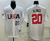 Men's USA Baseball #20 Pete Alonso Number 2023 White World Baseball Classic Stitched Jerseys,baseball caps,new era cap wholesale,wholesale hats